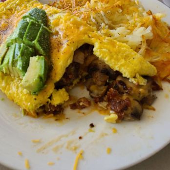 Trendy's - Shroom in Cali omelet. Lots of mushrooms & bacon w/melted cheese. I used some salsa from the breakfast tacos & spiced it up. DELICIOUS! - Breakfast & Brunch Near Me - Redding, California Trendy's - Shroom in Cali omelet. Lots of mushrooms & bacon w/melted cheese. I used some salsa from the breakfast tacos & spiced it up. DELICIOUS! - Breakfast & Brunch Near Me - Redding, California