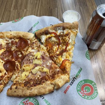 Freshslice Pizza - 3 slices of pizza with pop and rance sauce~ - Pizza Near Me - Vancouver, British Columbia