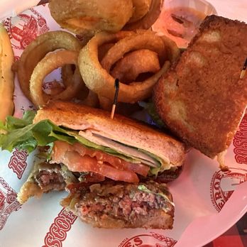 Roscoes - San Francisco Burger with onion rings. So yummy! - Delis Near Me - Chino Hills, California Roscoes - San Francisco Burger with onion rings. So yummy! - Delis Near Me - Chino Hills, California