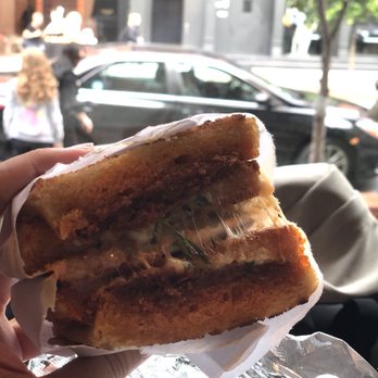 Ground Support - The breakfast sandwich with sausage, gruyere, and cilantro. VERY oily. - Coffee & Tea Near Me - New York, New York