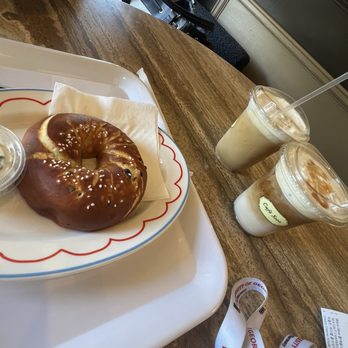 Cafe Soon - Sea salt caramel latte with oat milk. Pistachio latte. sesame bagel - Coffee & Tea Near Me - Duluth, Georgia Cafe Soon - Sea salt caramel latte with oat milk. Pistachio latte. sesame bagel - Coffee & Tea Near Me - Duluth, Georgia