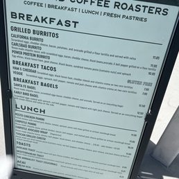 Part of the food menu