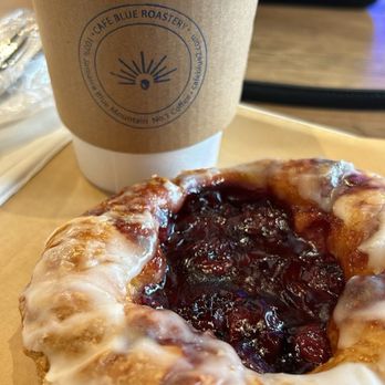 Cafe Blue - Rose latte & Cherry danish - Cafes Near Me - Buford, Georgia
