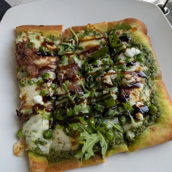 The Green Room Cafe - Pesto, pea goat cheese flatbread - half order - Coffee & Tea Near Me - Plainfield, Indiana