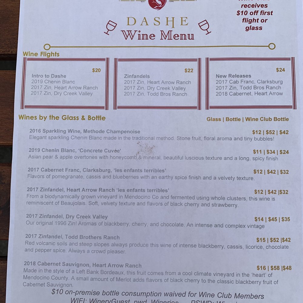 Dashe Cellars - Wine menu - Wine Bars Near Me - Alameda, California Dashe Cellars - Wine menu - Wine Bars Near Me - Alameda, California
