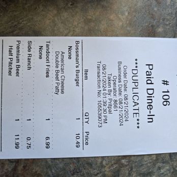 Bossman's Pizza - My receipt for my very first visit. These guys were hella cool, read my review as to why. - Pizza Near Me - San Jose, California Bossman's Pizza - My receipt for my very first visit. These guys were hella cool, read my review as to why. - Pizza Near Me - San Jose, California