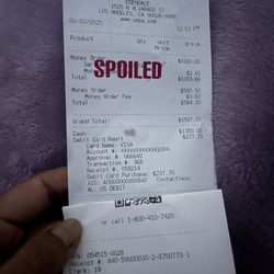 US Post Office - They gave me back 1350 cash 1003.60 of it was marked spoiled. Charged the 584.10. Yet said it was my card that was the issue?