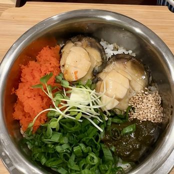 Damsot - 전복솥밥 Abalone Pot rice w/ abalone liver sauce - Korean Near Me - Los Angeles, California