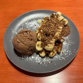 Demetres - Moo Laa Laa with Liege waffle. Hazelnut, Nutella, Banana. - Desserts Near Me - Toronto, Ontario