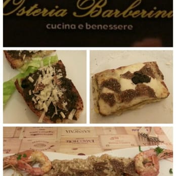 Osteria Barberini - Black truffle crostini, truffle lasagna and truffle risotto. Out of all three, risotto was the best - Seafood Near Me - Rome, RM Osteria Barberini - Black truffle crostini, truffle lasagna and truffle risotto. Out of all three, risotto was the best - Seafood Near Me - Rome, RM