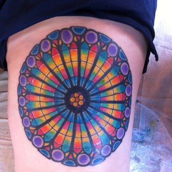 Speakeasy Custom Tattoo - Stained glass inspired - Tattoo Near Me - Chicago, Illinois