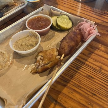 The Pig & Pint - Pork Belly Corn Dogs 2 Pcs - Barbeque Near Me - Jackson, Mississippi The Pig & Pint - Pork Belly Corn Dogs 2 Pcs - Barbeque Near Me - Jackson, Mississippi