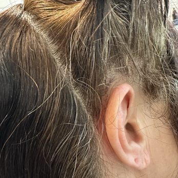 Bobby Cooper Salon - Another picture of light roots, dark hair and areas that weren't colored at all at the root. - Cosmetics & Beauty Supply Near Me - Indianapolis, Indiana