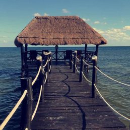 On the beach there's a little dock you can sit out on