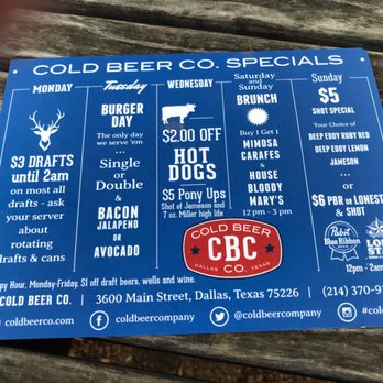 Cold Beer Company - Specials - Bars Near Me - Dallas, Texas
