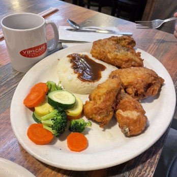 VIP’s Cafe Restaurant - 1/2 Fried Chicken Plate, pretty good. Mashed potatoes bland needed something. Tempura-type breading on chicken. - Breakfast & Brunch Near Me - Murrieta, California VIP’s Cafe Restaurant - 1/2 Fried Chicken Plate, pretty good. Mashed potatoes bland needed something. Tempura-type breading on chicken. - Breakfast & Brunch Near Me - Murrieta, California