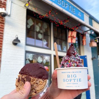Big Softie - ice cream cookie sandwich and soft serve with hard shell and sprinkles - Ice Cream & Frozen Yogurt Near Me - Atlanta, Georgia