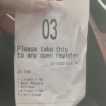 McDonald's - Receipts kept being duplicated from the kiosk transaction that was at 3:06 - second transaction which actually processed was at 3:15 - Coffee & Tea Near Me - McCordsville, Indiana McDonald's - Receipts kept being duplicated from the kiosk transaction that was at 3:06 - second transaction which actually processed was at 3:15 - Coffee & Tea Near Me - McCordsville, Indiana