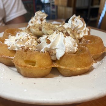 Stacks On Route 66 - GF BANANA NUT WAFFLE Definitely a 5 star plate! - American Near Me - Glendora, California Stacks On Route 66 - GF BANANA NUT WAFFLE Definitely a 5 star plate! - American Near Me - Glendora, California