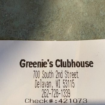 Greenie's Clubhouse - the receipt for the restaurant - Breakfast & Brunch Near Me - Delavan, Wisconsin Greenie's Clubhouse - the receipt for the restaurant - Breakfast & Brunch Near Me - Delavan, Wisconsin