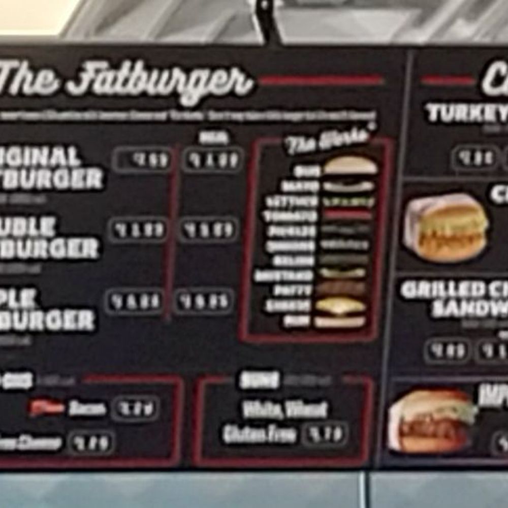 Fatburger - Menu board for FATBURGER. - Burgers Near Me - Celebration, Florida