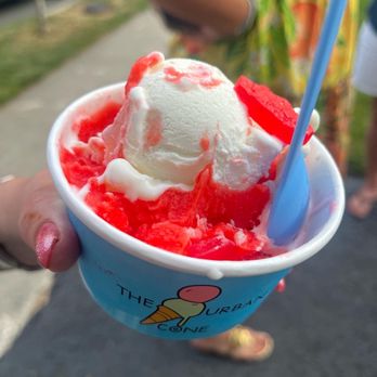 The Urban Cone - That's Love - cherry Italian ice, vanilla ice cream and Swedish fish - we do not recommend for kids who may choke on the frozen fish - Desserts Near Me The Urban Cone - That's Love - cherry Italian ice, vanilla ice cream and Swedish fish - we do not recommend for kids who may choke on the frozen fish - Desserts Near Me