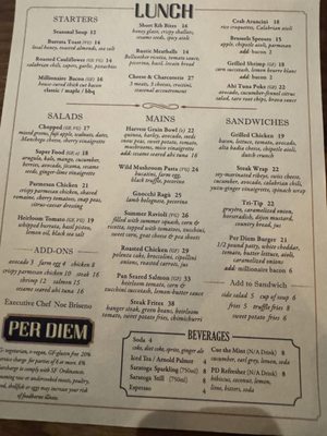 Menu photo 2 Per Diem - Financial District San Francisco, CA