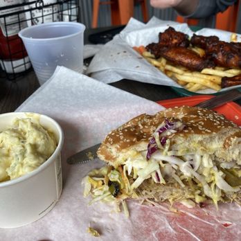 Smokin' Yards BBQ - Pulled Pork Sandwich and Potato Salad - Barbeque Near Me - Denver, Colorado