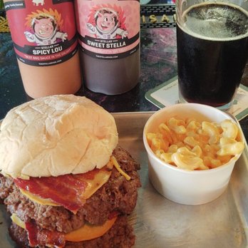 The Stellar Hog - Burger with Gouda and bacon - side of mac & cheese - Beer Gardens Near Me - Saint Louis, Missouri The Stellar Hog - Burger with Gouda and bacon - side of mac & cheese - Beer Gardens Near Me - Saint Louis, Missouri