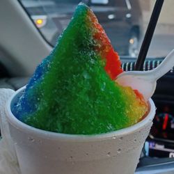 Mama’s Chicken Snowcone Water & More - Rainbow Snocone...Very great real intense flavors...just wished they would round the tops out ir use a smaller cup 4 a better shape.