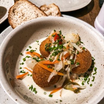 Pork’s - Fried pork croquettes with roasted garlic cream - Czech Near Me - Malá Strana, Puerto Rico