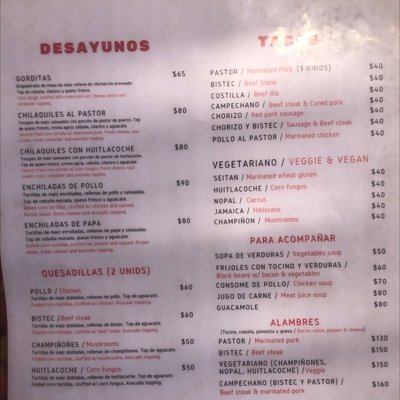 Menu photo 1 La Chula Taqueria Puerto Escondido, OAX