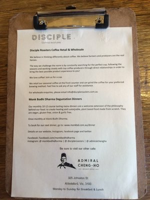 Menu photo 4 Monk Bodhi Dharma Balaclava, VIC Menu photo 4 Monk Bodhi Dharma Balaclava, VIC