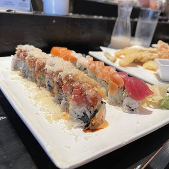 Tomodachi Sushi - ex-girlfriend roll on left and rainbow roll on right (pictures don't do it justice!) - Sushi Bars Near Me - Austin, Texas Tomodachi Sushi - ex-girlfriend roll on left and rainbow roll on right (pictures don't do it justice!) - Sushi Bars Near Me - Austin, Texas