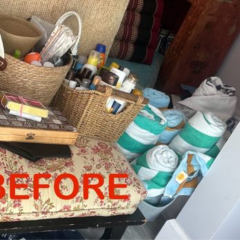 Elev8 Your Spaces - BEFORE - Pool & outdoor stuff - piling up by the back door. - Home Organization Near Me