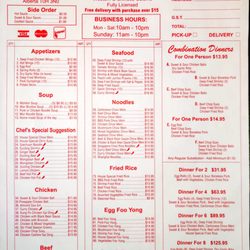 Gold Fountain Restaurant - Menu