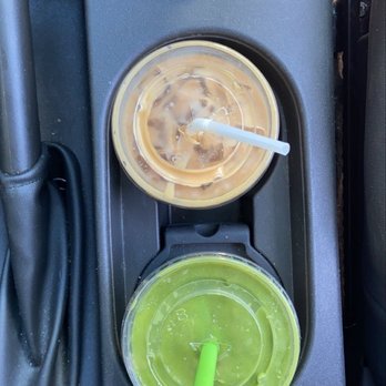As Well As - Peaches, ginger, + greens smoothie & an iced oat milk latte! - Coffee & Tea Near Me - Columbia, South Carolina