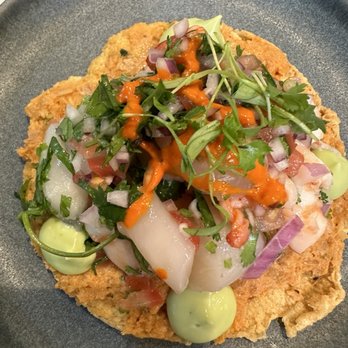 Holbox - Smoked Kanpachi Tostada - Latin American Near Me - Los Angeles, California Holbox - Smoked Kanpachi Tostada - Latin American Near Me - Los Angeles, California