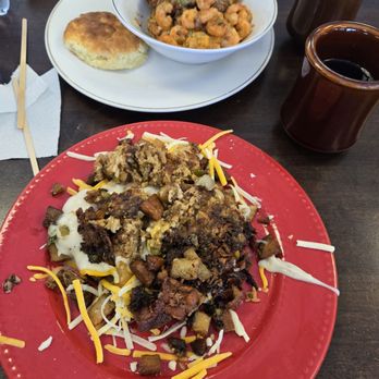 Biscuits & Jamz - The Kari, and the Boudain Hash. Not pictured, but devoured....the perfect pancake - Breakfast & Brunch Near Me - Lake Charles, Louisiana Biscuits & Jamz - The Kari, and the Boudain Hash. Not pictured, but devoured....the perfect pancake - Breakfast & Brunch Near Me - Lake Charles, Louisiana