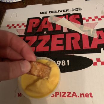 Pat's Pizzeria - Hot spuds...with soupy/chunky cheese? No thanks. - Pizza Near Me - Buffalo, New York Pat's Pizzeria - Hot spuds...with soupy/chunky cheese? No thanks. - Pizza Near Me - Buffalo, New York