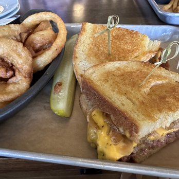 Mickey's Irish Pub - Patty's melt with onion rings - Irish Pub Near Me - Fullerton, California
