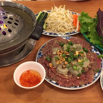 Pho So 1 - Beef & shrimp marinated w/ lemongrass for the griddle or Bo Tom Nuong VI.  Perfect for 2. - Vietnamese Near Me - Gardena, California
