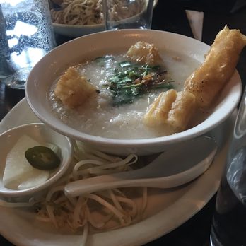 Ba Bar - Chicken Congee w/ half of the Chinese donut from my pho - Vietnamese Near Me - Seattle, Washington