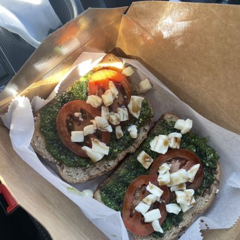 Oaks: Blends Bites Bowls - Tomato, pesto, mozzarella toast with balsamic glaze. - Juice Bars & Smoothies Near Me - Mansfield, New Jersey Oaks: Blends Bites Bowls - Tomato, pesto, mozzarella toast with balsamic glaze. - Juice Bars & Smoothies Near Me - Mansfield, New Jersey