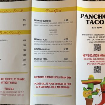 Pancho’s Tacos - Menu - Mexican Near Me - Redondo Beach, California Pancho’s Tacos - Menu - Mexican Near Me - Redondo Beach, California