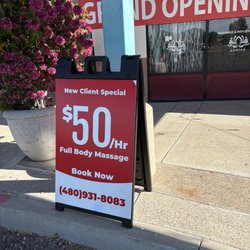 Energy Spa - They have a special running right now for $50 an hour. I did 30 minutes chair, 15 minutes reflexology on my feet at 15 minutes on the table.