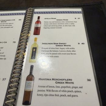 Djonisi's Restaurant - Some of the extensive wine list - Greek Near Me - Sarasota, Florida
