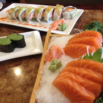 Tennou Sushi Bar - Salmon sashimi, wasabi tobiko, and a specialty roll - Sushi Bars Near Me - Harvey, Louisiana
