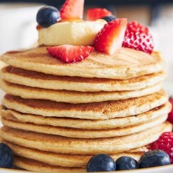 Joey's Pancake House - Pancake stacks fresh blueberries and strawberries with maple syrup. DELICIOUS - Diners Near Me - Maggie Valley, North Carolina