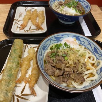 Marugame Udon - Nikutama udon (large), zucchini tempura, shrimp tempura - Japanese Near Me - Vancouver, British Columbia Marugame Udon - Nikutama udon (large), zucchini tempura, shrimp tempura - Japanese Near Me - Vancouver, British Columbia